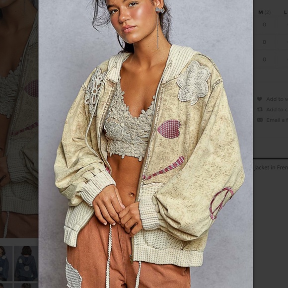 POL “ Jona 2 “ POL French Terry Hoodie Jacket Shacket with Crochet Detail - Picture 2 of 5